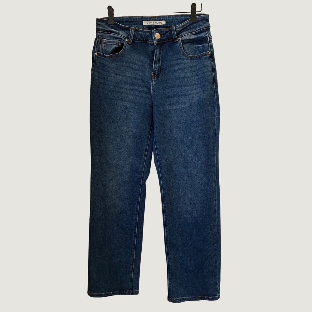 9th & Main Women Medium Wash Straight Leg Jeans Size 12 High Rise Denim Casual